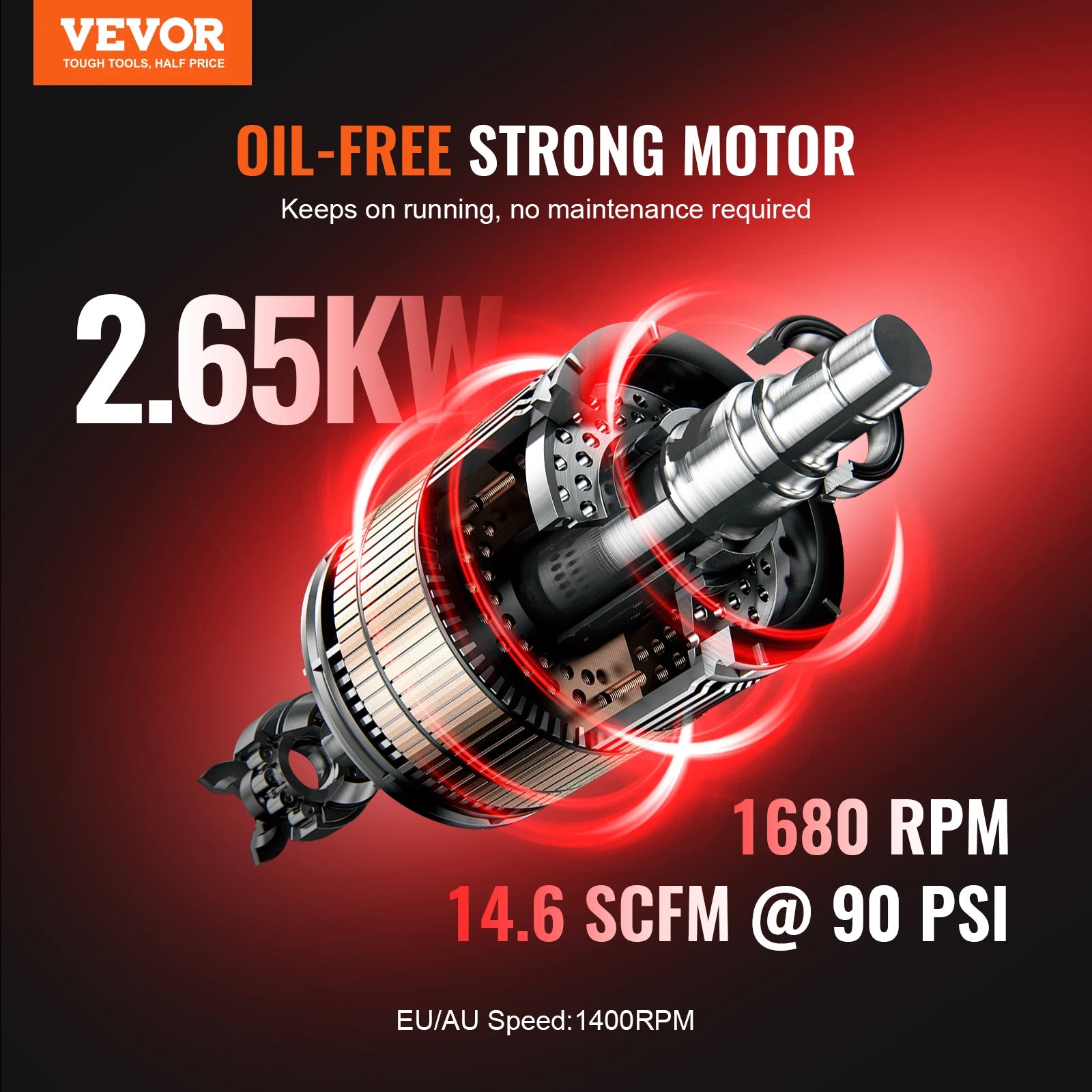 Air Compressor 750W-3000W Oil Free Quiet Portable Pump | Auto Repair & Tire Inflation alternate view