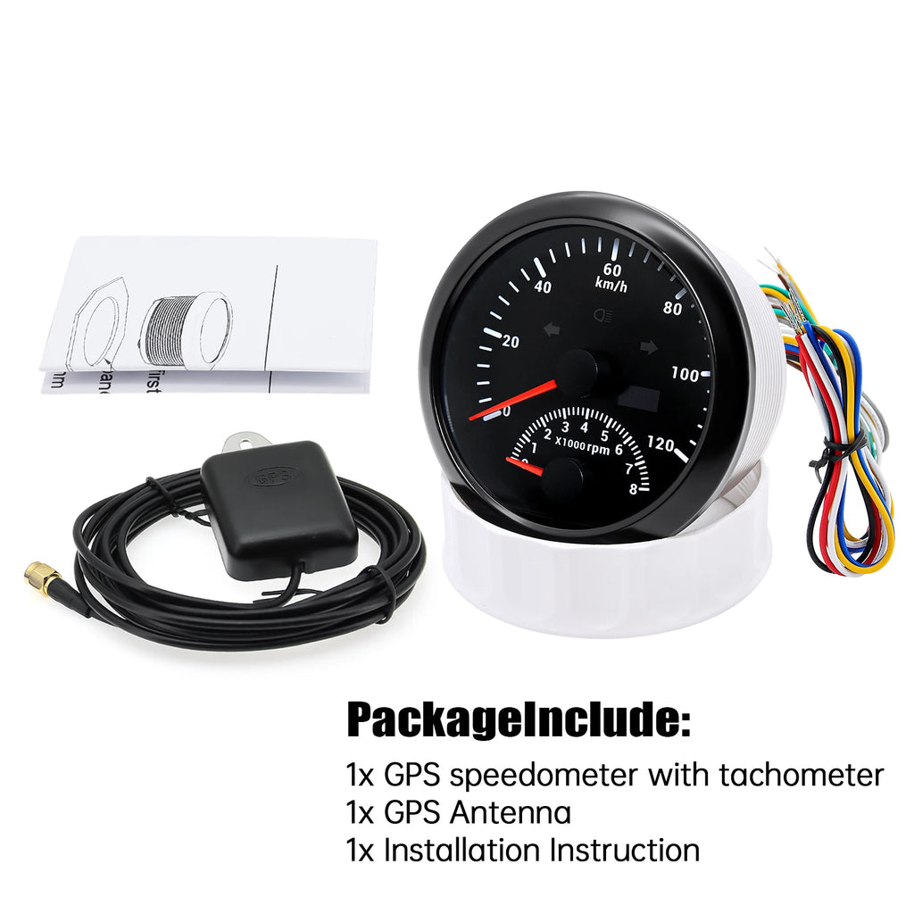 Dual Gauges Set 85MM GPS Speedometer Gauge 120kmh 200kmh & 4in 1 Fuel Level + Volt + Oil Press + Water Temp Meter For Marine Car