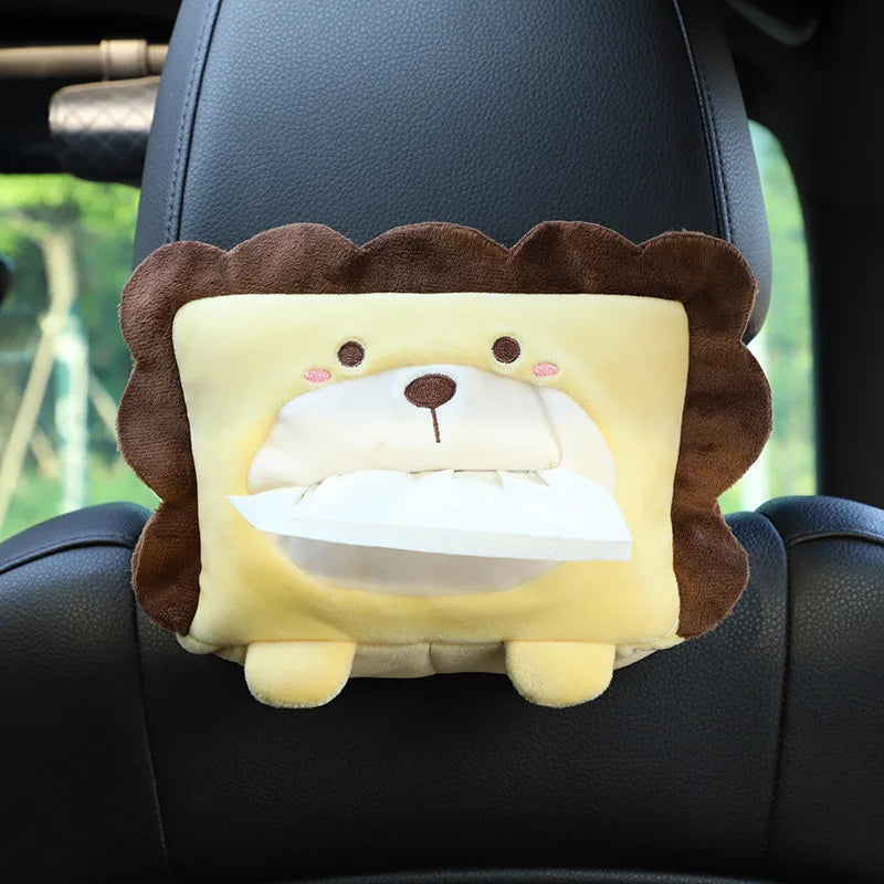 Cute Cartoon Short Plush Tissue Box Holder Car Armrest Backseat Tissue Cover Auto Int alternate view