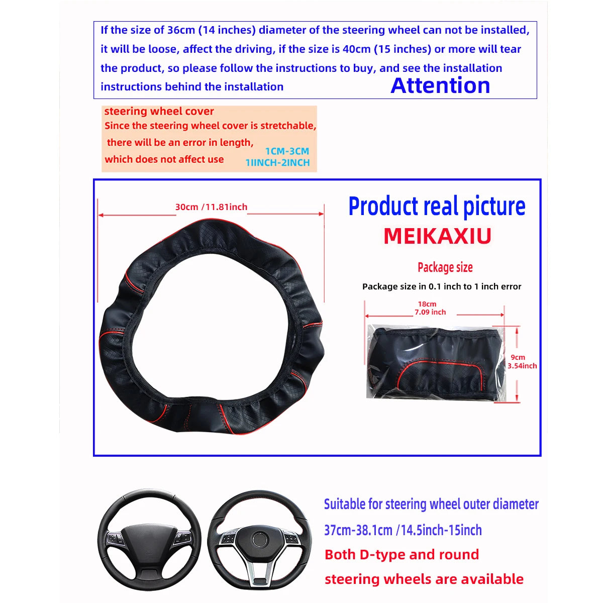Women's Checkered PU Steering Wheel Cover Embossed Curved Trim Strips Car Decoration alternate view