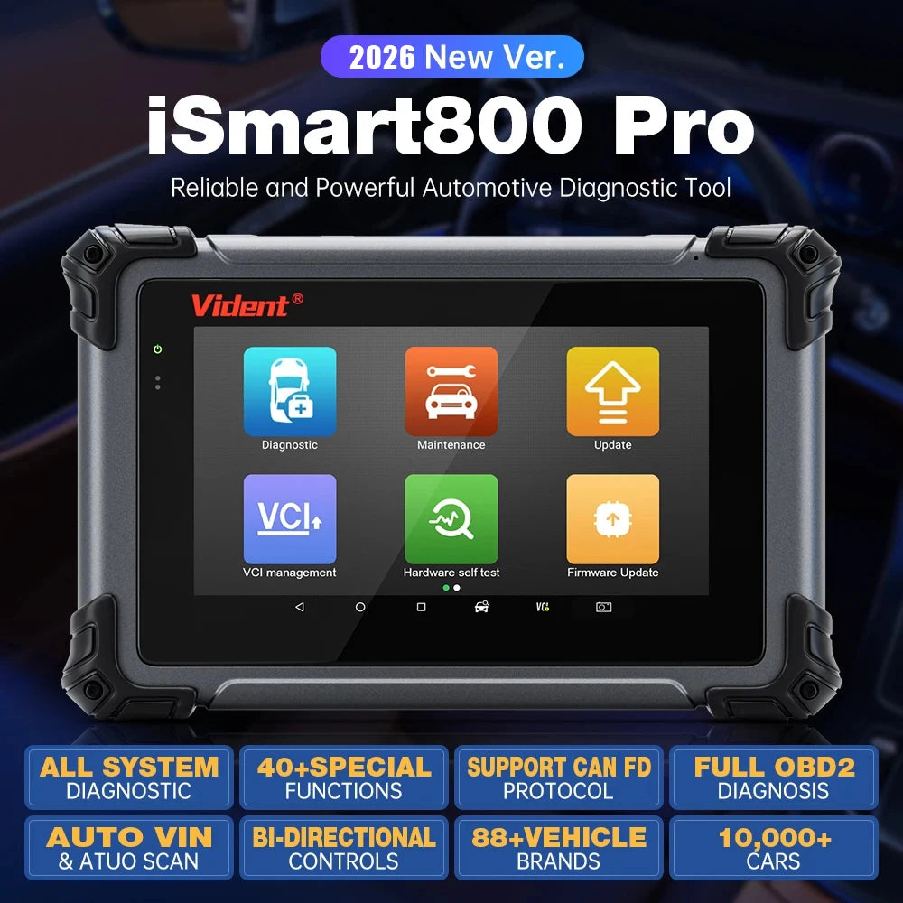 VIDENT ISmart800 Pro OBD2 Scanner Full System Car Diagnostic Tool Key Programming Bi-Directional Control 40+ Reset CAN FD& DoIP