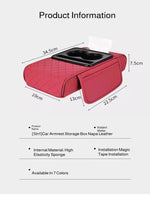 Car Armrest Box 5in1 Car Tissue Box Water Cup Holder Multifunctional Storage Bag Thicken Height Pad Arm Rest Cushion with Pocket