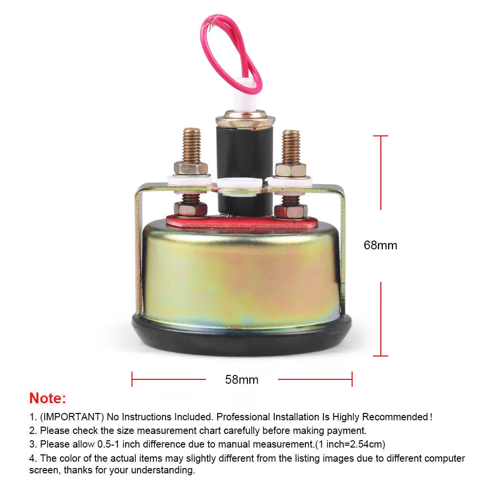 52mm Car Voltmeter 8-16V | Black Mechanical Volt Gauge additional angle