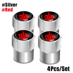 Red Skull Valve Stem Caps | 4-Pack Aluminum Alloy Tire Valve Covers for Cars, Trucks, Mo detail view