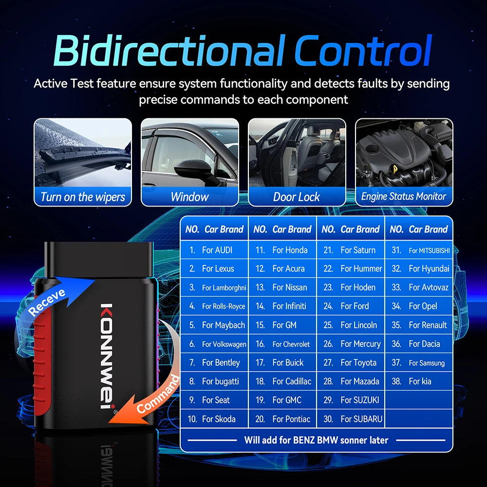 2026 KONNWEI KDIAG Full System Auto Scanner Reset SAS EPB Service ECU Programmer OBD O close-up view
