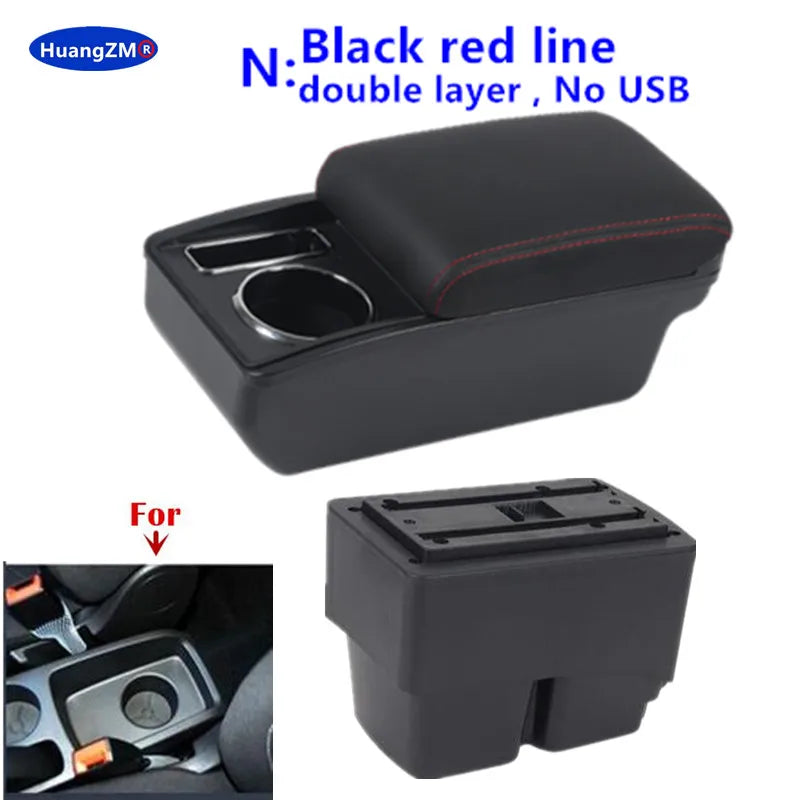 For Ford Fiesta Armrest Box For Ford Fiesta MK7 Car Armrest 2009-2017 Storage Box Interior Dedicated Retrofit Car Accessories