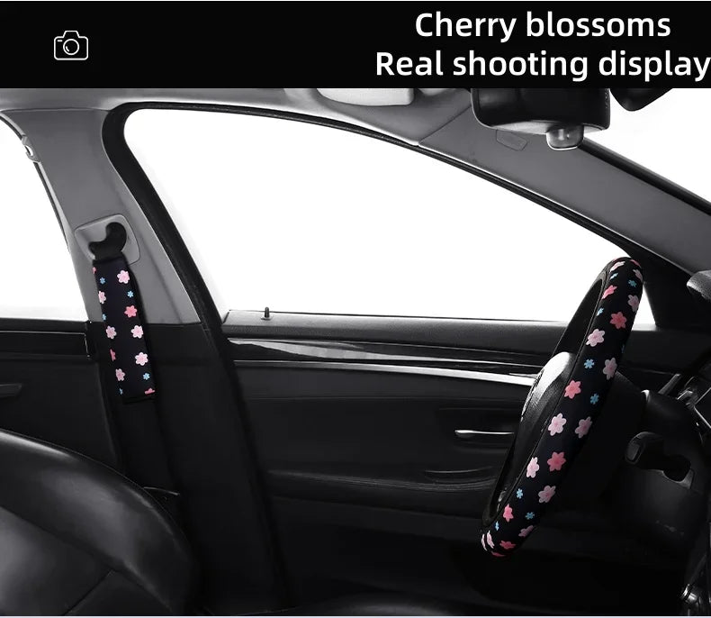 Car Steering Wheel Cover Flowers Print Anti-Slip detail view