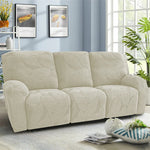 1/2/3 Seater Split Recliner Sofa Covers Solid Color Elastic Chair Cover with Side Pocket Removable Armchair Slipcover for Home