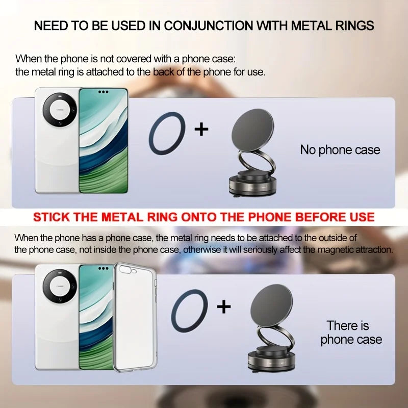 360° Adjustable Vacuum Magnetic Phone Holder Upgraded Fold Suction Cup Phone Stand Ca lifestyle view