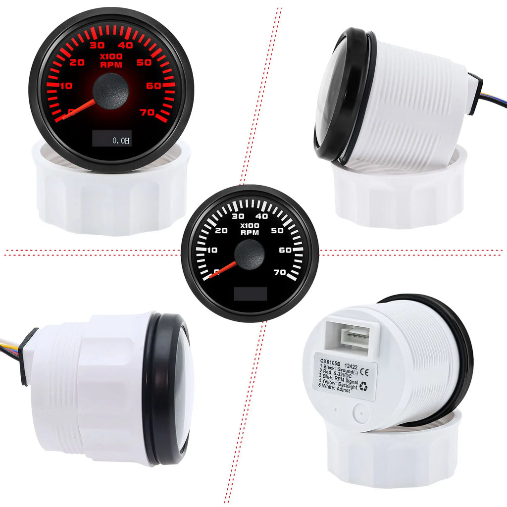 2" 52mm Tachometer 3000RPM 4000RPM,6000RPM,70000RPM,8000RPM Tacho Gauge Red Light RPM Meter for Boat Marine Car 12V24V Custom