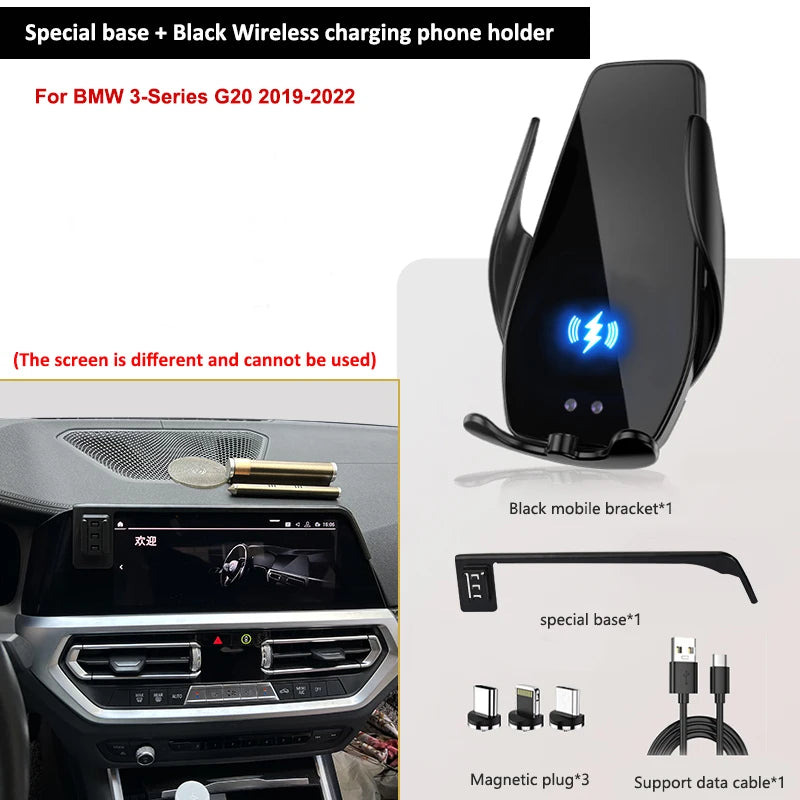 Car Phone Holder For BMW 3 Series 320 330 340 G20 2019-2022 Dedicated Infotainment Screen Wireless Charging Smartphone Holder