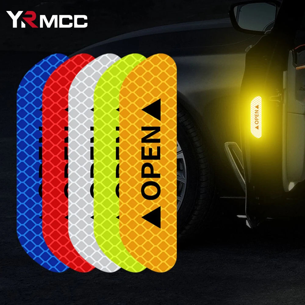 4PCS Reflective Car Door Opening Warning Reflector Tape