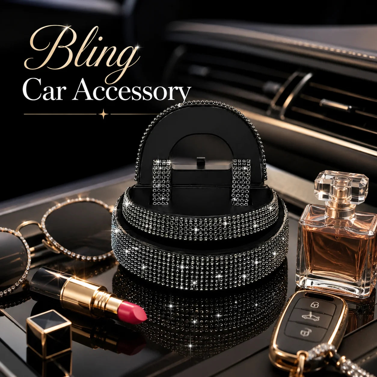 Rhinestone Car Phone Holder Universal Air Vent Mobile Phone Stand Mount Auto Interior, Christmas Hal