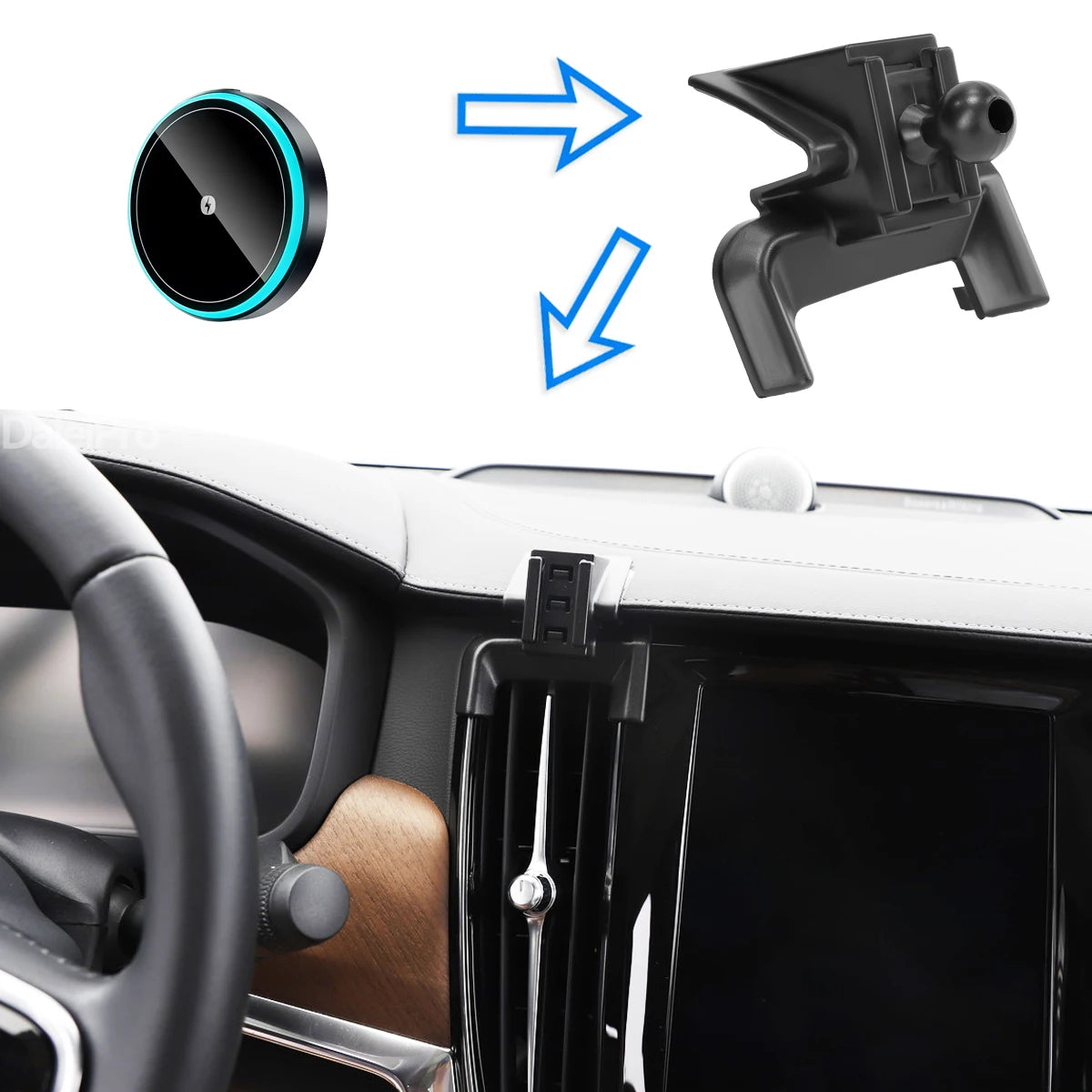 For Volvo S90 V90 2016 2017 2018-2025 Car Phone Holder Wireless Charger Holder Phone alternate view