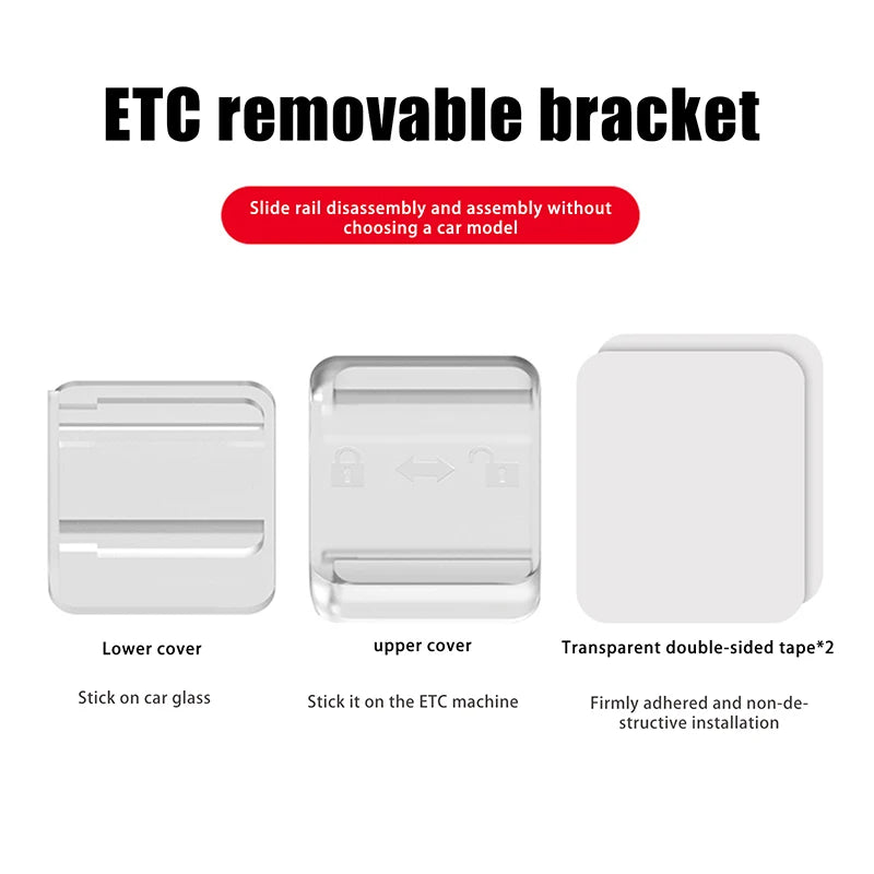Car Toll Pass Holder Adhesive Sticky ETC Bracket Adhesive Removable Easy Installation alternate view