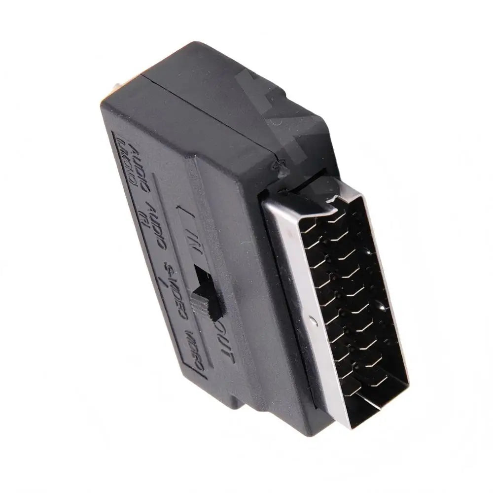21Pin SCART Male to 3 RCA Female Adapter | AV Audio Video Converter with Switch additional angle