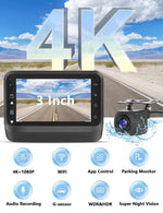 4K UHD Dash Cam with WiFi | Front & Rear Dual Lens, Night Vision, 24H Parking Monitor alternate view