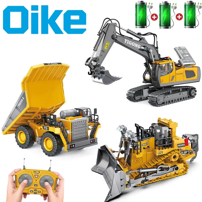 Oike 4WD Remote Control Dump Truck Excavator Bulldozer RC Car Toy