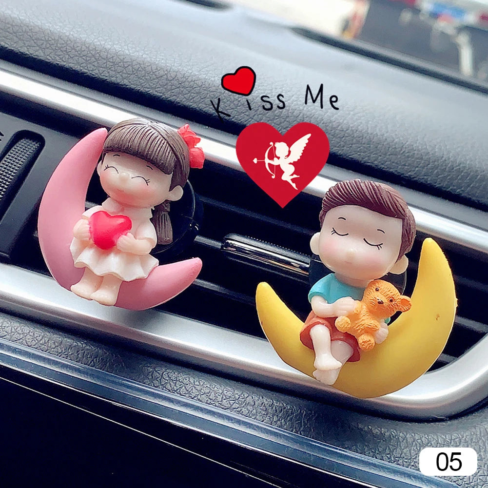 Lovely Couple Car Air Vent Freshener Essential Oil Perfume Clip Scent Aromas Diffuser Decor Fragrance Auto Interior Accessories