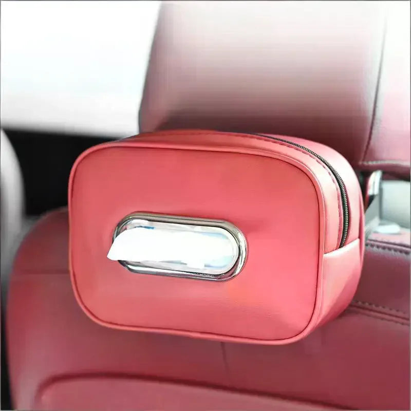 Nappa Leather Car Tissue Box Holder Sun Visor Backseat Center Console Napkin Storage alternate view