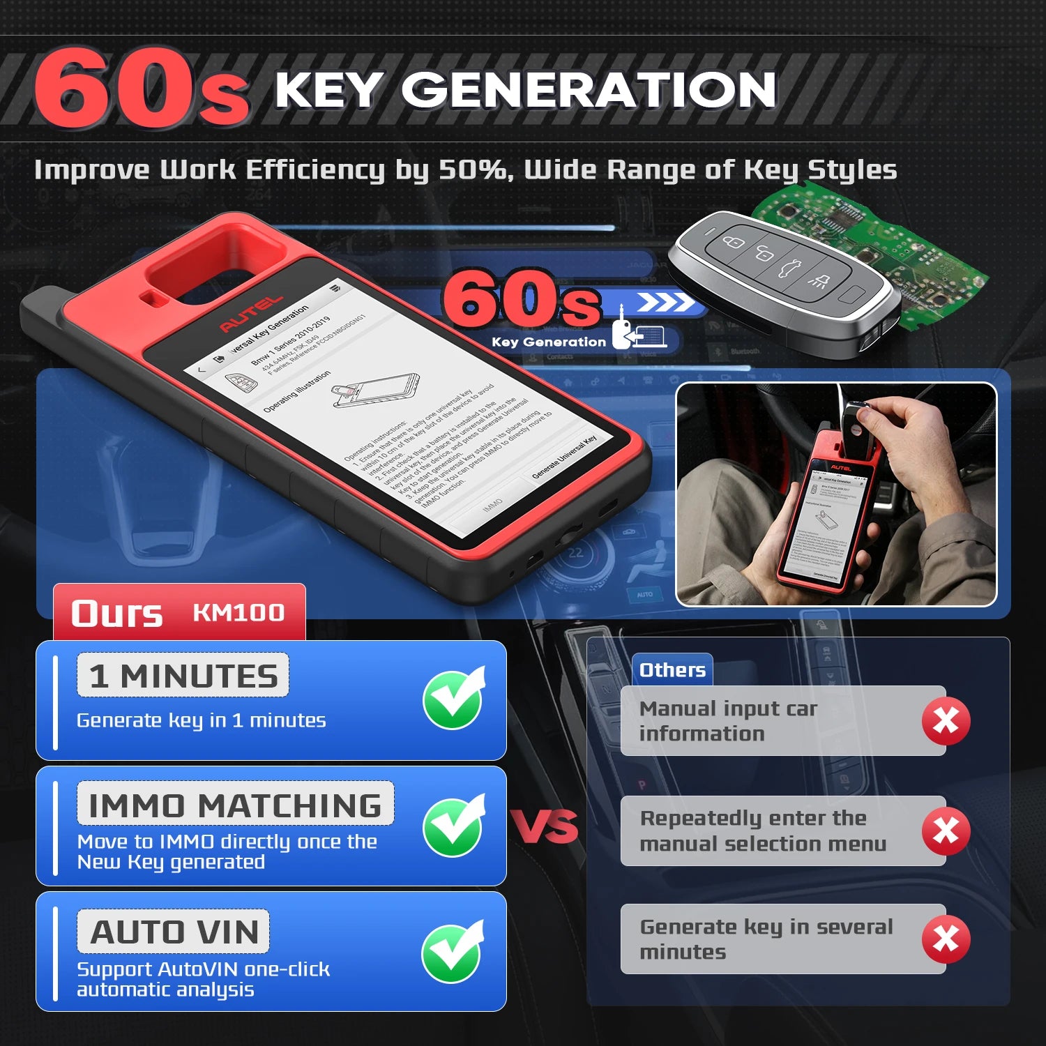 Autel MaxiIM KM100 KM100X Key Programming Tool Lifetime Free IMMO Immobilizer Key FOB Pr detail view
