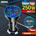 UYUXIO 6 in 1 USB C Car Charger | PD 30W Fast Charging with Voltage Display