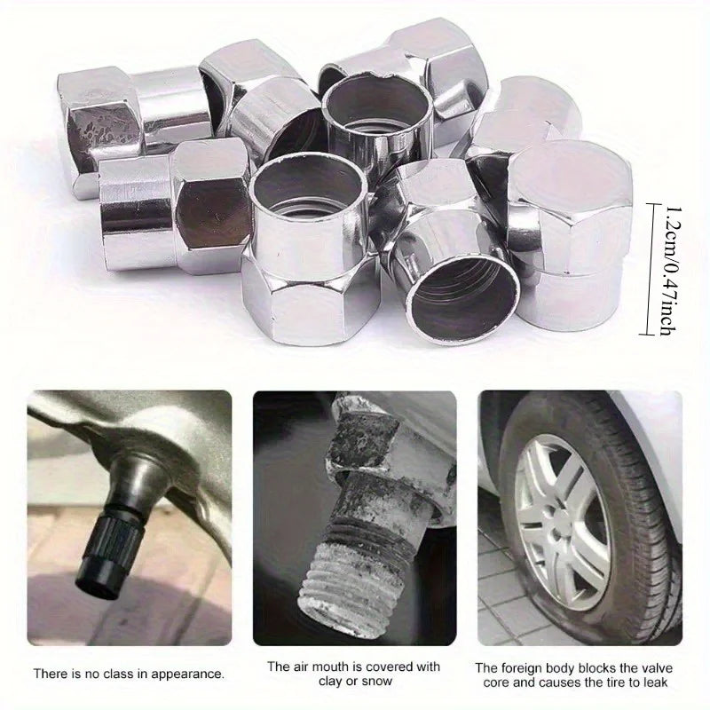 40 Pcs Tire Valve Caps with O-Ring | Chrome Dust Proof Covers for Cars, Bicycles, Tru alternate view