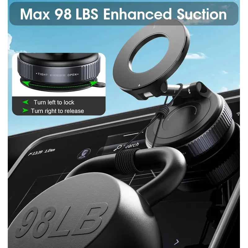 Folding Strong Magnet Magnetic Phone Holder 360° Rotation Desk Car Vacuum Suction Windsh detail view