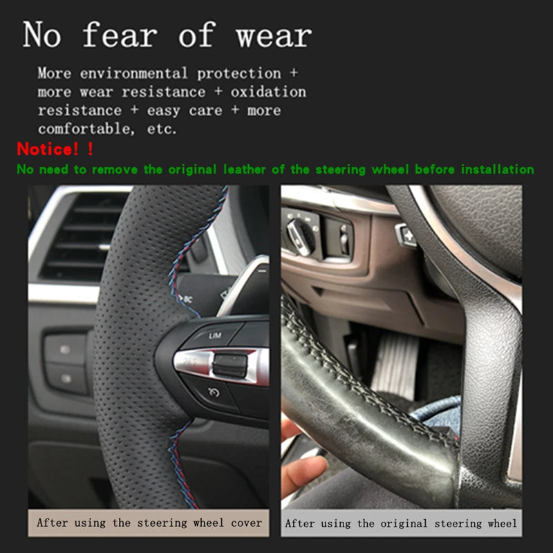 Customize Microfiber Leather DIY Car Steering Wheel Cover For Mercedes Benz W203 C-Class detail view