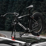 MUQZI Thru Axle Fork Mount Bike Rack | Quick Release Bicycle Carrier for Car Roof Truck detail view