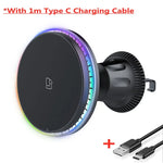 VIKEFON Magnetic Car Wireless Charger | LED/RGB Fast Charging Mount for iPhone 12-15 Pro detail view