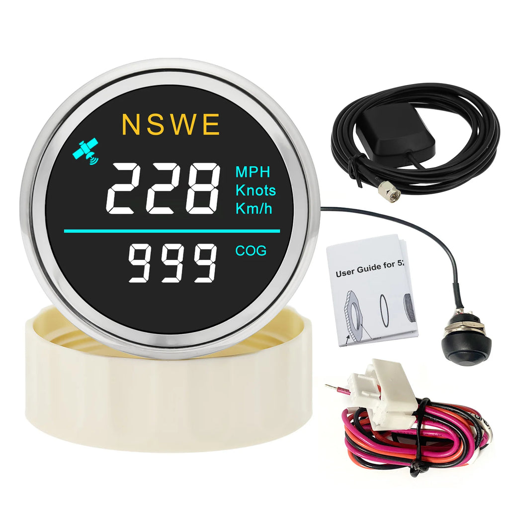 Universal 52mm LCD Digital GPS Speedometer with Antenna | MPH Knot Km/h COG Gauge for lifestyle view