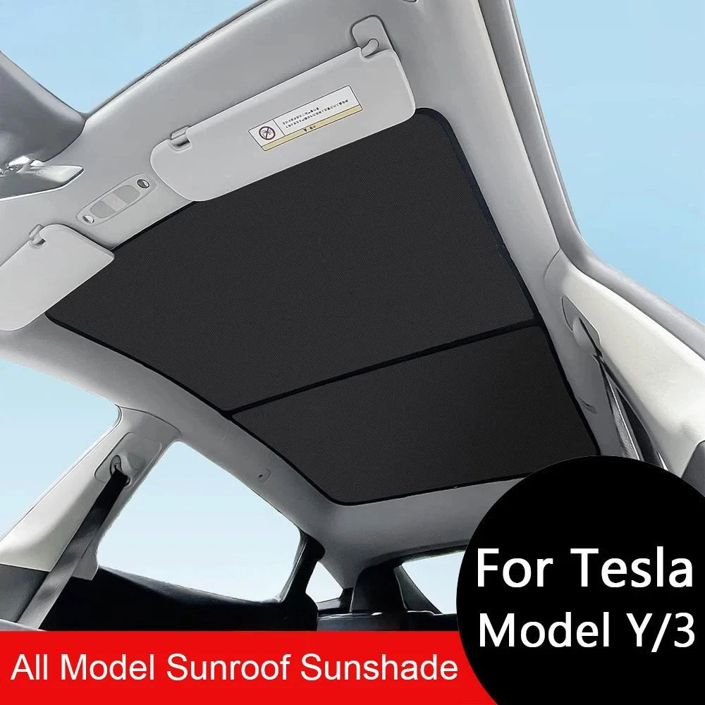 2PCS For Tesla Model 3/Y/3 Highland/Y Juniper Ice Cloth Buckle Shades for Glass Roof Front & Rear Sunroof Skylight Sunshade