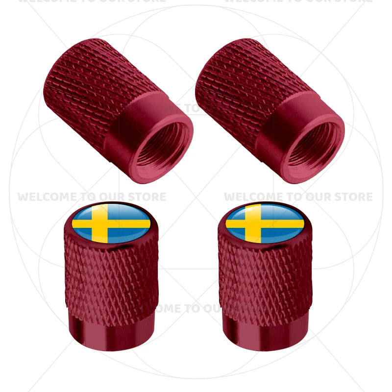 For Sweden Swedish Flag Union Jack Britain Flag Emblem 4Pcs Aluminum Motorcycle Car additional angle