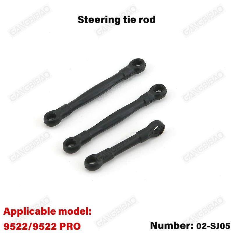 9522 PRO Remote Control Car Parts Swing Arm, Pull Rod, Steering Cup, Tire, Chassis, Tr close-up view