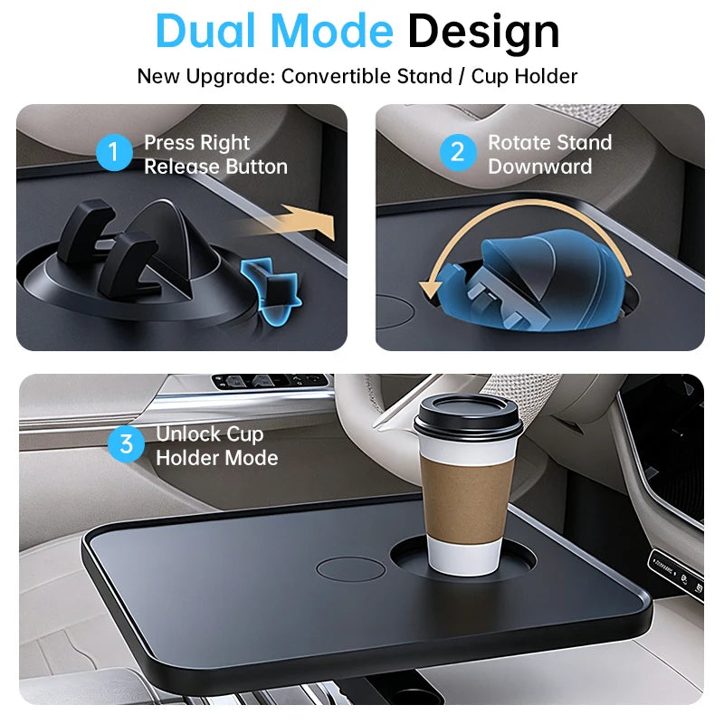 New Adjustable Car Seat Gap Mount Table Firm Stable Clamp Design 360 Rotation Height Adj detail view