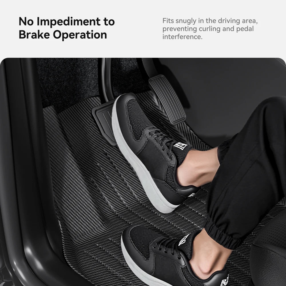 Tesla Model Y Juniper 2025 Floor Mats | Carbon Fiber TPE, Waterproof, Anti-Slip, Trun lifestyle view