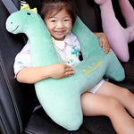 Children's H-Shape Car Travel Pillow | Memory Foam Headrest Support for Kids (Green & alternate view