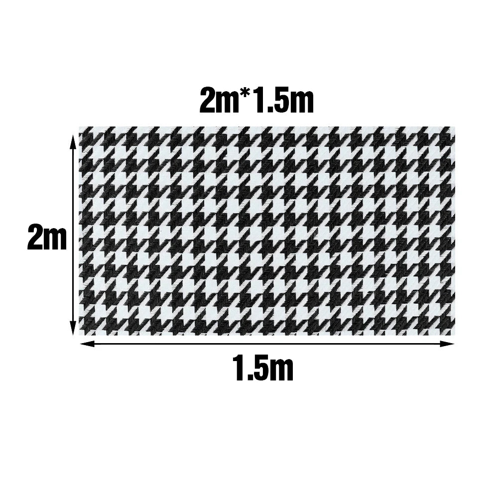 1pcs Houndstooth High Quality Cotton Linen Seats Fabric Car Seat Cover Headliner Door close-up view