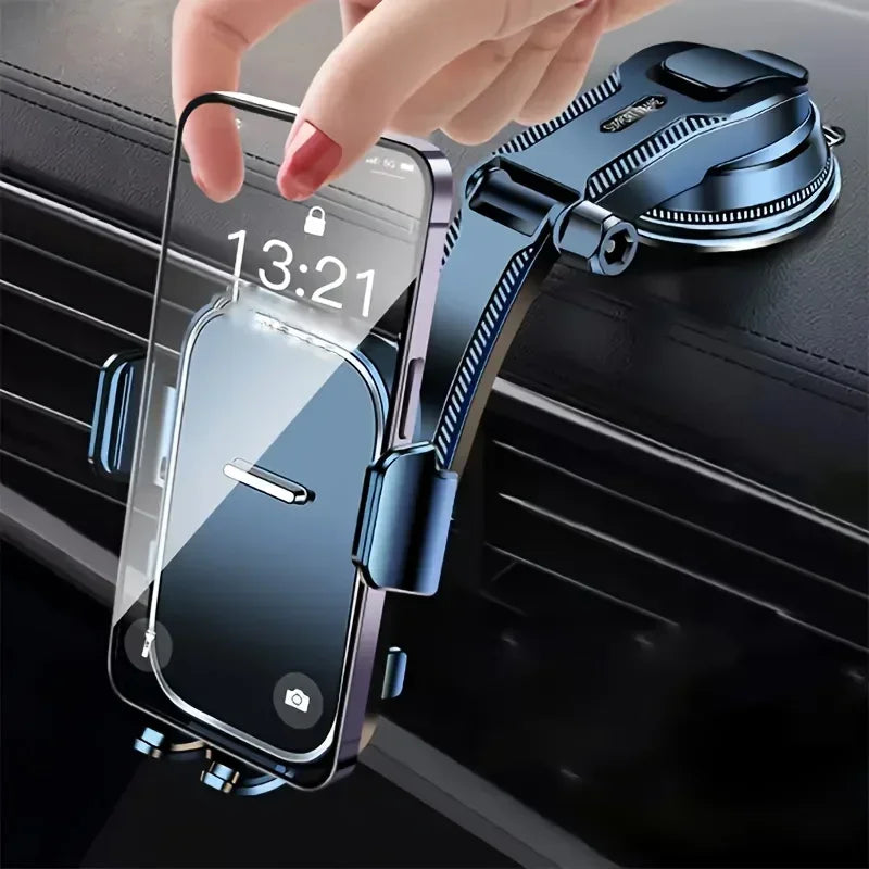 Adjustable Car Phone Mount | 360° Swivel Dashboard Cradle with Strong Suction