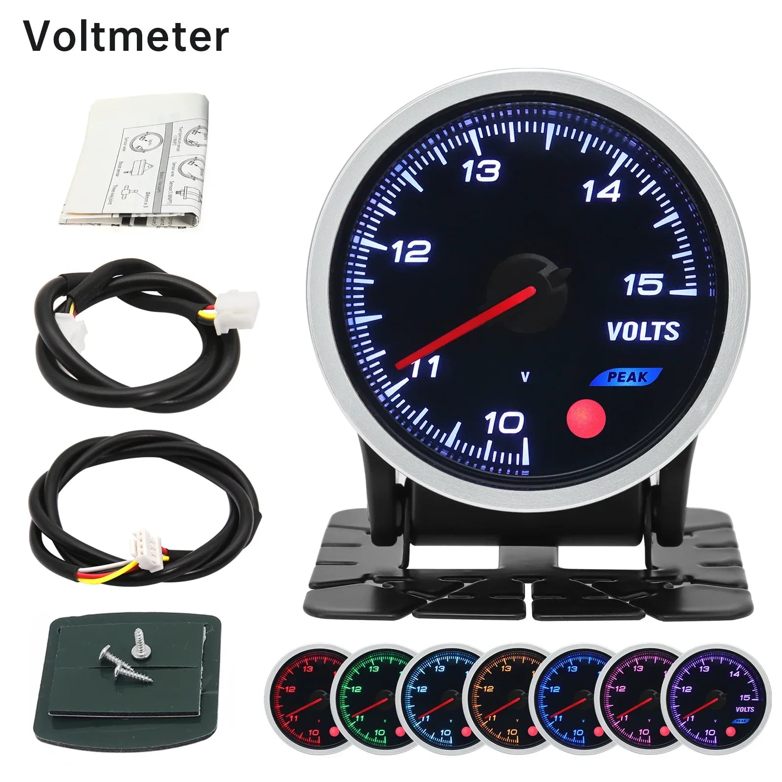 2 Inch 52mm Smoke Lens Turbo Boost Gauge | 8 Color Backlight Car Gauge with Sensor close-up view