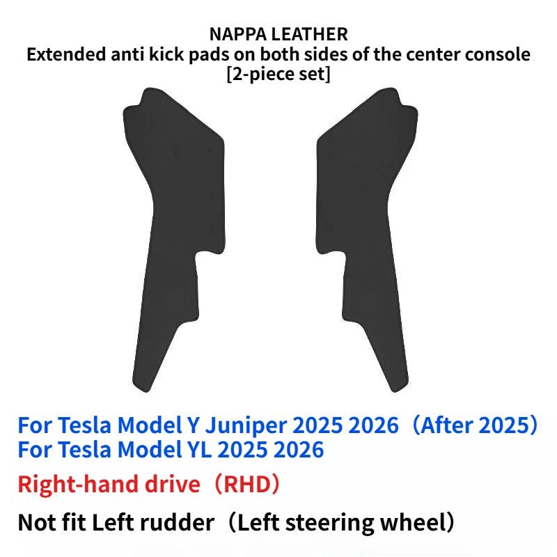 For Tesla Model 3/Y/YL Juniper Center Control Side Anti-kick Pad Leather Anti-dirty Protective Cover Defense Foot Mat Accessory