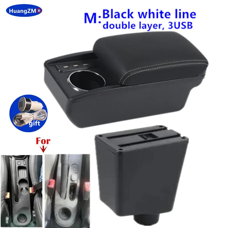 Car Armrest For Renault Clio 4 Armrest Box For Renault Captur Clio 3 III IV Double-Layer Storage Box Cup Holder Car Accessories