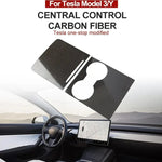 Carbon Fiber Center Console Trim for Tesla Model 3 Y | Real Carbon Fiber Decorative Patc detail view