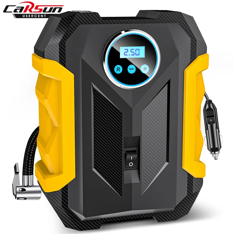 CARSUN Portable Air Compressor | Digital Tire Inflator with LED Light for Cars and Motorcycles