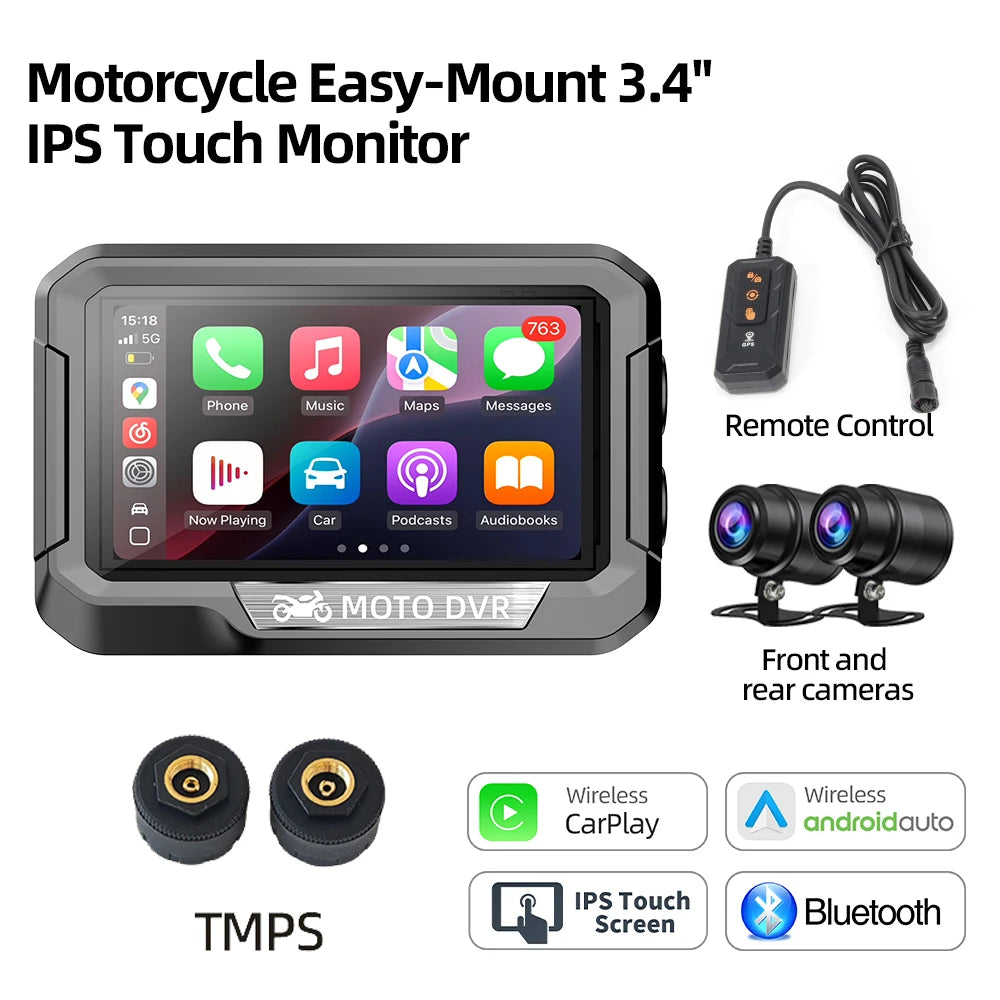 Dual 1080P Motorcycle DVR | Full Body Waterproof Moto Camera with WiFi GPS and Dash C alternate view
