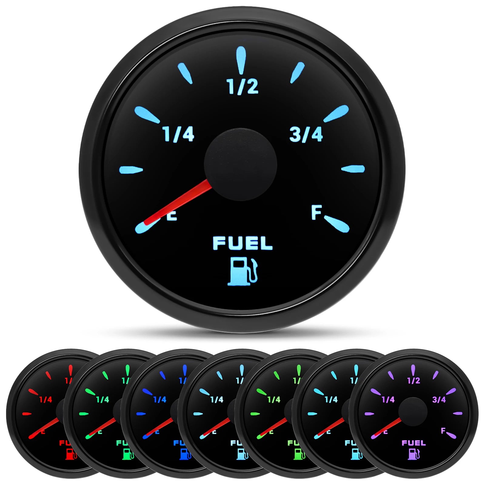 Engine Dash Instrument Panel 5 Gauge Set | 7 Color LED 85mm Tachometer for RV Boat additional angle