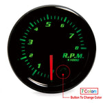 7 Color 2" 52mm Tachometer RPM Meter LED Car Auto Gauge | Universal for Gasoline Motor detail view