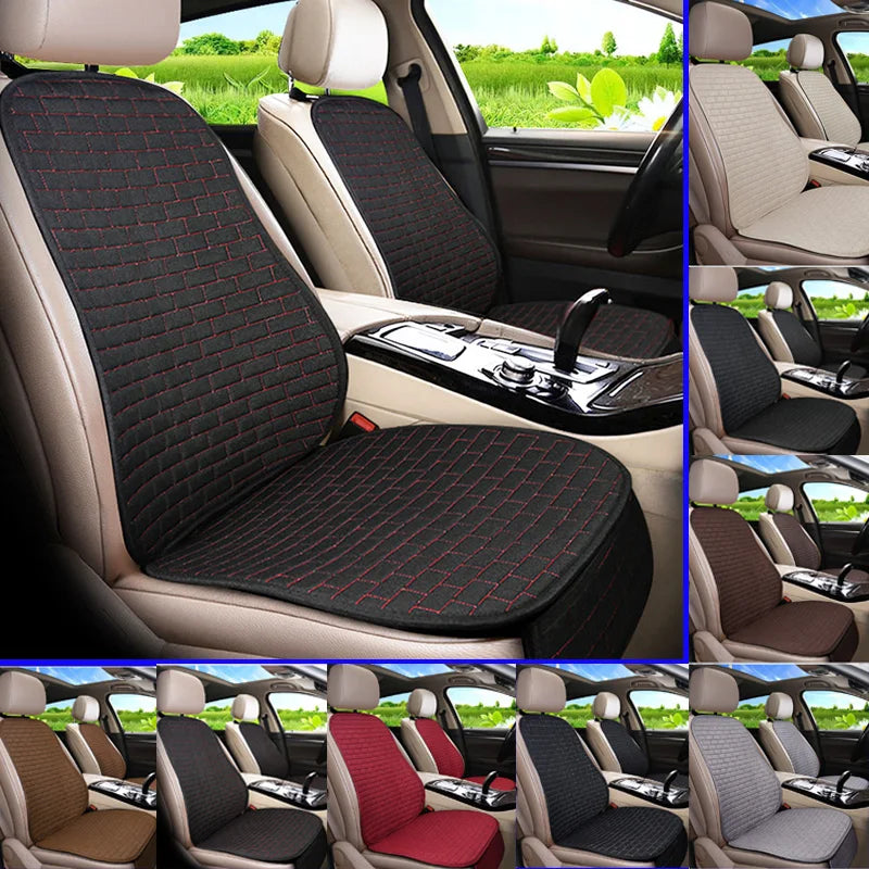 Flax Car Seat Cushion Pad Thick Fiber Filled Seat Cover additional angle