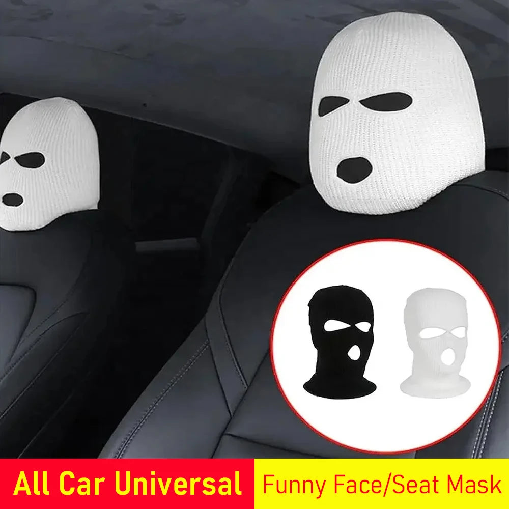 Universal Car Headrest Cover Car Seat Face Mask Ski Mask Halloween Christmas Funny Decoration for Te